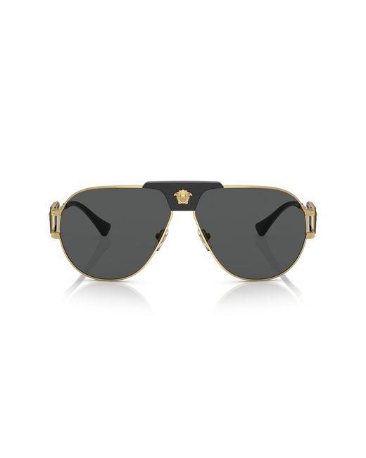 Versace Black Ve2252 100287 Sunglasses Steel Pilot Normal for men