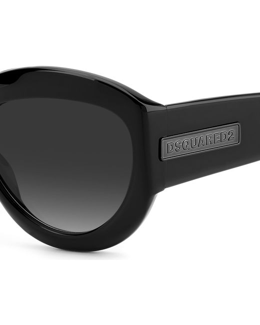 DSquared² Black D2 0072/S 807/9O Sunglasses Acetate Round Normal Shaded for men