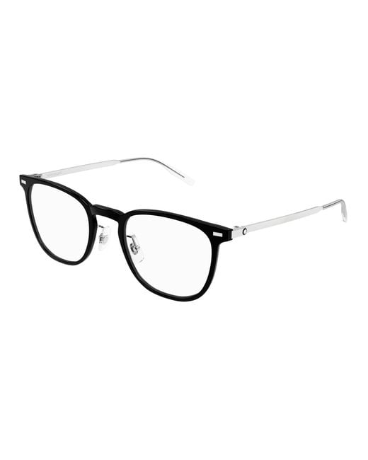 Montblanc Black Mb0393On 001 Optical Frames Injected Transparent Squared for men