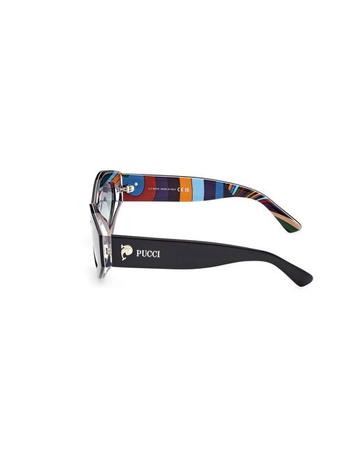 Emilio Pucci Black Ep0227 01B Sunglasses Acetate Smoke Geometric Normal