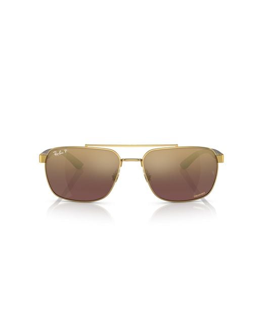 Ray-Ban Black Sunglasses Man Rb3701 - Brown Frame Gold Lenses Polarized 59-17 for men