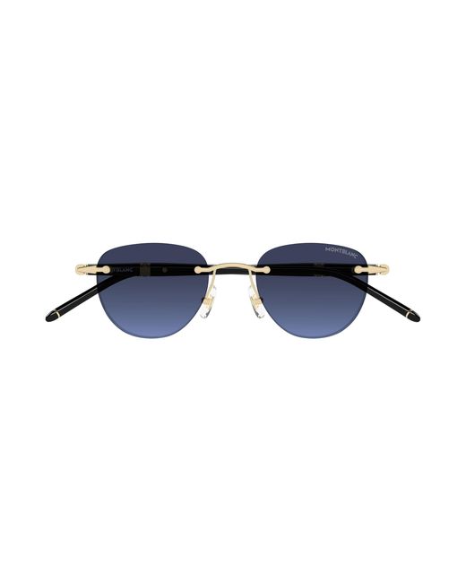 Montblanc Black Mb0412S 006 Sunglasses Metal Round for men