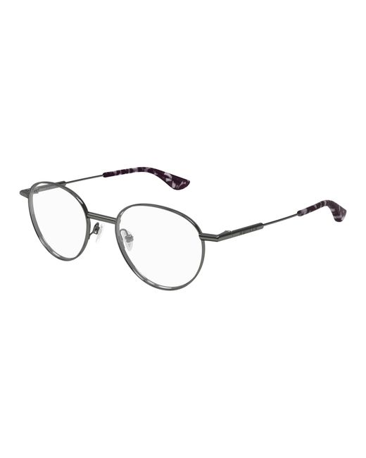 McQueen Black Am0502O 003 Optical Frames Metal Transparent Round