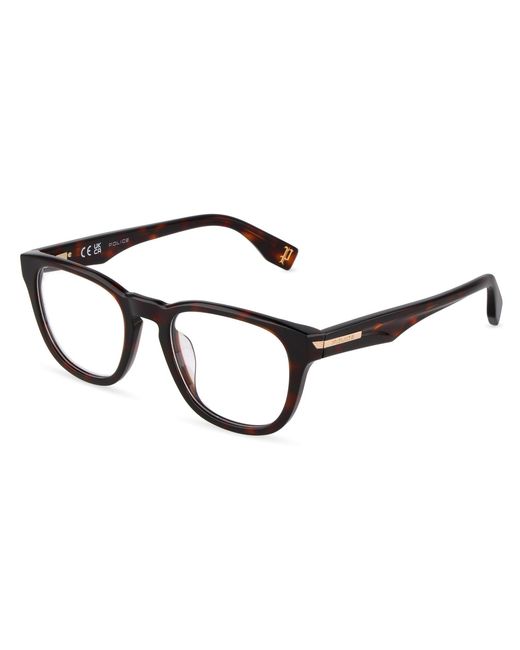 Police Black Vplu56 Nerve 3 722 Optical Frames Acetate Squared for men