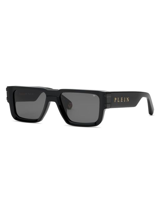 Philipp Plein Black Spp229 Plein Eagle 700 Sunglasses Acetate Smoke Geometric Normal for men
