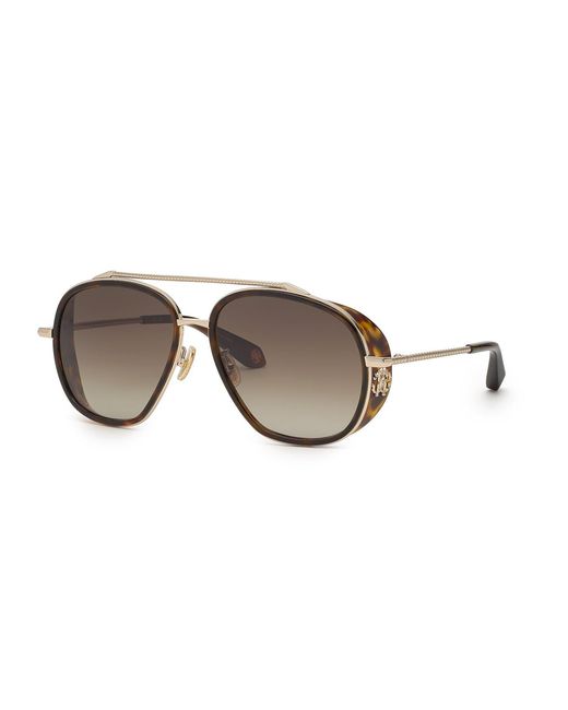 Roberto Cavalli Black Src008M 594 Sunglasses Metal Squared Normal Shaded