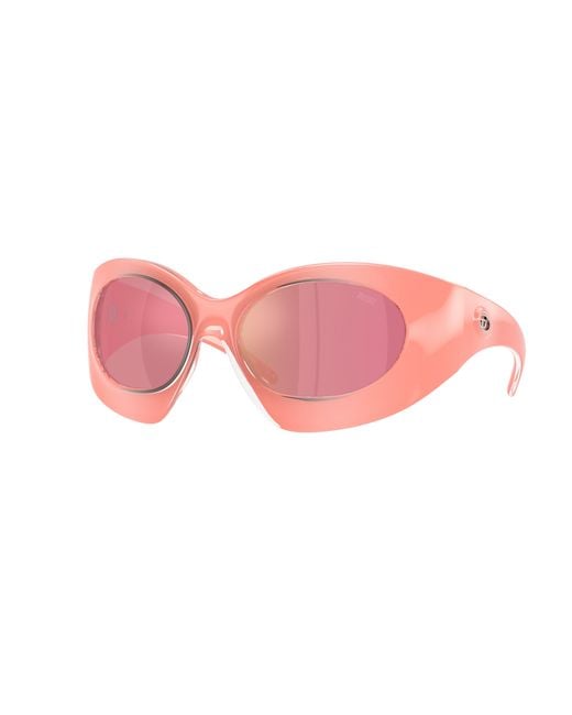 DIESEL Pink Dl3014U 2061/Z Sunglasses Injected Cat Eye Mirror