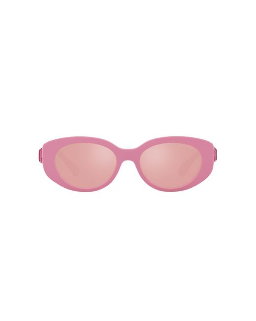 Swarovski Pink Sk6002 1005E4 Sunglasses Acetate Round Mirrored Mirror