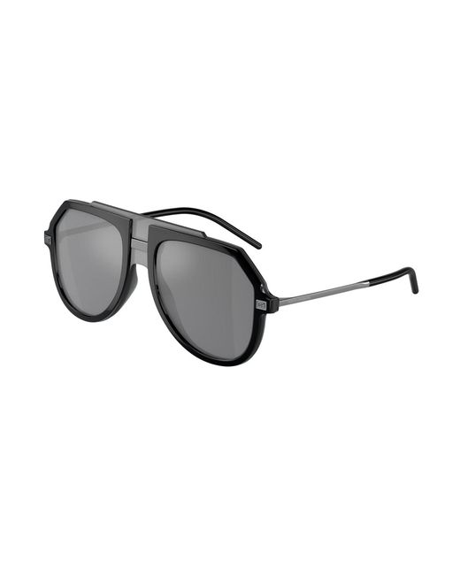 Dolce & Gabbana Black Dg6195 501/6G Sunglasses Injected Pilot Mirrored Mirror for men