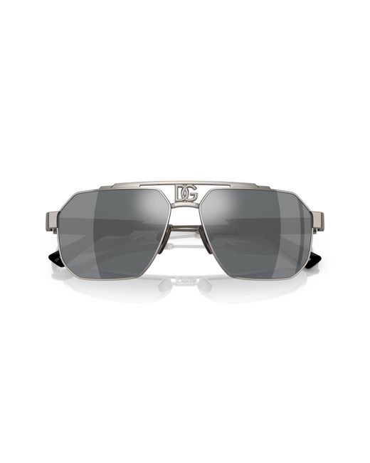 Dolce & Gabbana Black Dg2294 04/6G Sunglasses Steel Pilot Mirrored Mirror for men