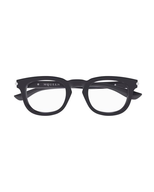 McQueen Black Am0498O 003 Optical Frames Acetate Transparent Round for men