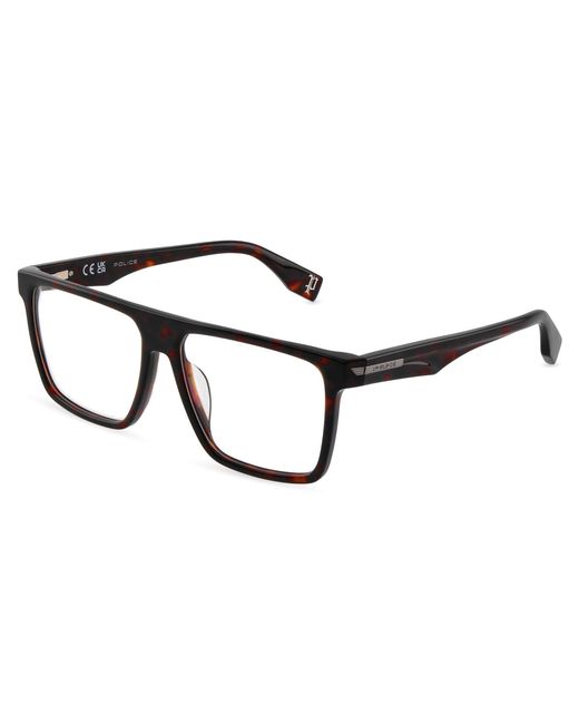 Police Black Vplu57 Nerve 4 722Y Optical Frames Acetate Squared for men