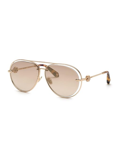 Roberto Cavalli Black Src032M 300G Sunglasses Metal Pilot Normal Shaded