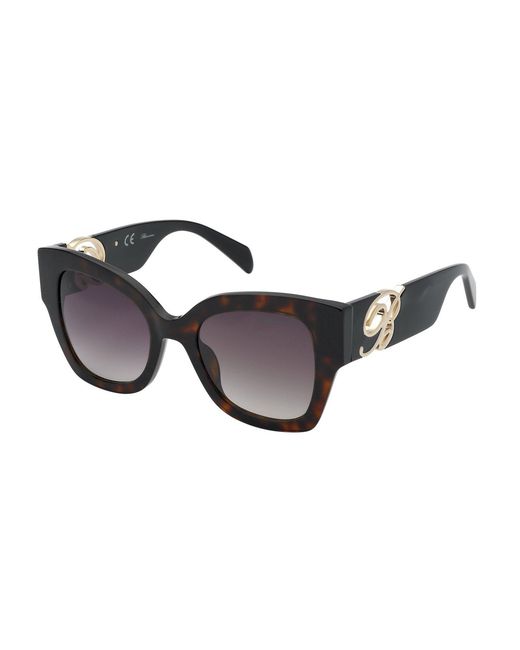 Blumarine Black Sbm795 0714 Sunglasses Acetate Squared Normal Shaded