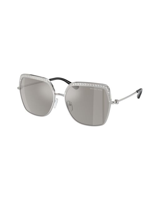 Michael Kors Black Mk1141 Greenpoint 18936G Sunglasses Metal Squared Mirrored