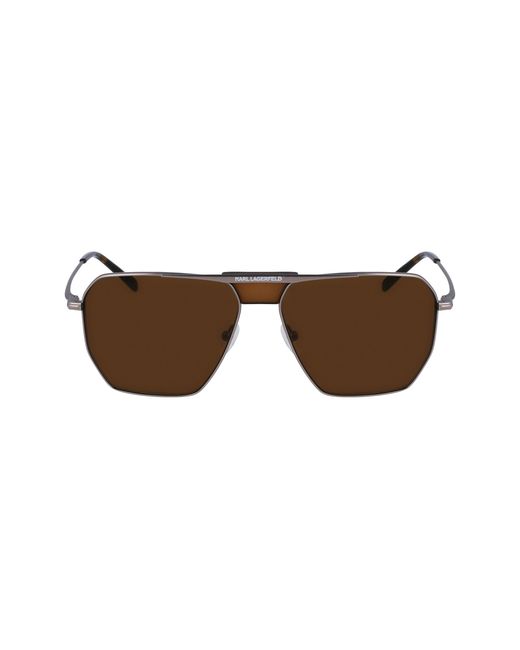 Karl Lagerfeld Black Kl350S 042 Sunglasses Metal Pilot Normal Normal for men