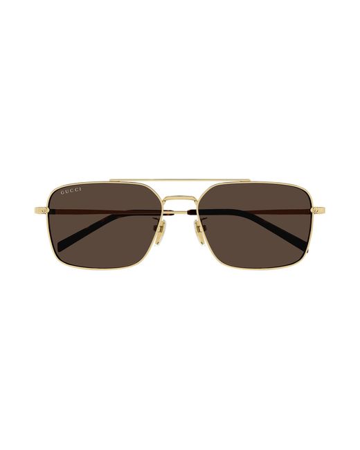 Gucci Black Gg1957Sa 002 Sunglasses Metal Squared for men