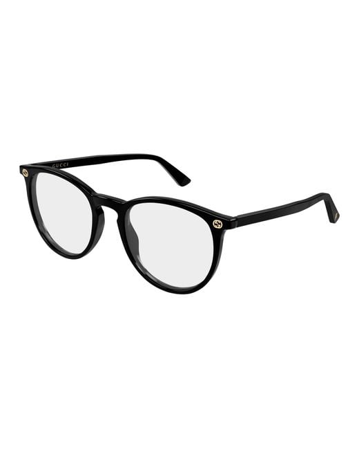 Gucci Black Gg0027O 015 Optical Frames Acetate Transparent Round