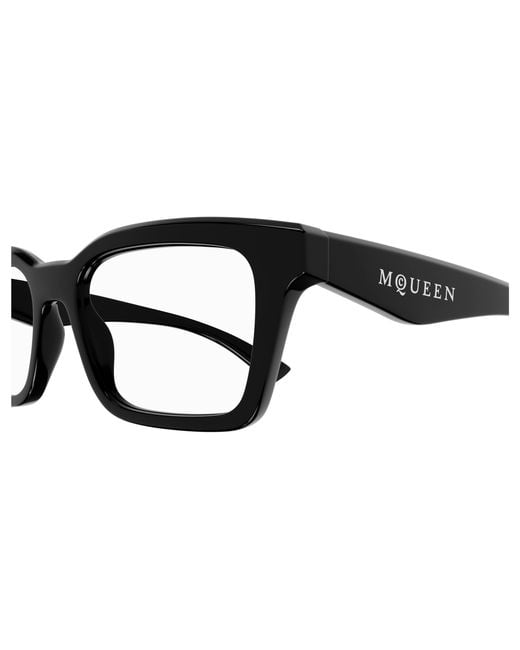McQueen Black Am0476O 001 Optical Frames Acetate Transparent Squared