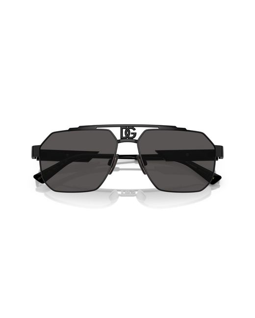 Dolce & Gabbana Black Dg2294 01/87 Sunglasses Steel Pilot Normal for men