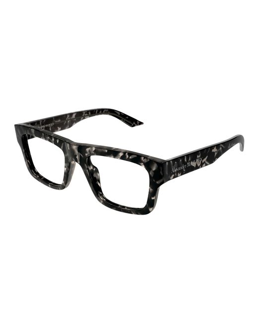 McQueen Black Am0452O 002 Optical Frames Acetate Transparent Squared for men