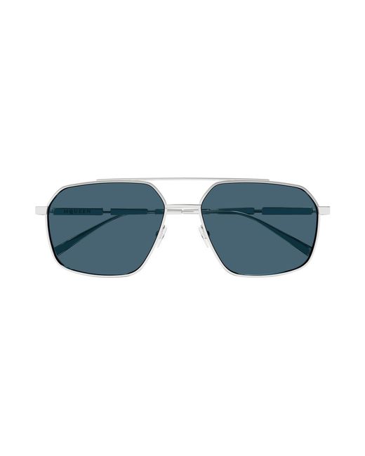 McQueen Black Am0477S 004 Sunglasses Metal Pilot for men