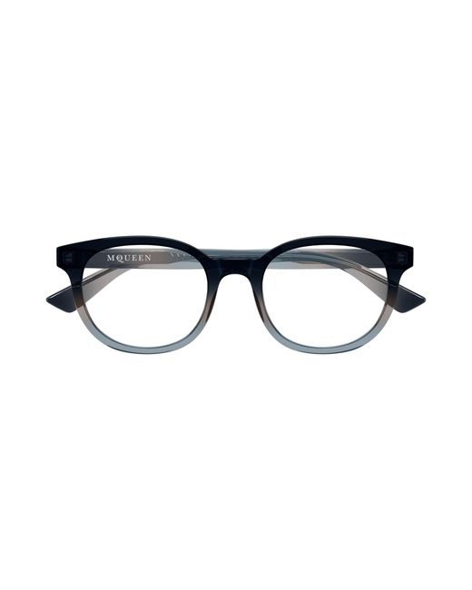 McQueen Black Am0567O 006 Optical Frames Acetate Transparent Round for men