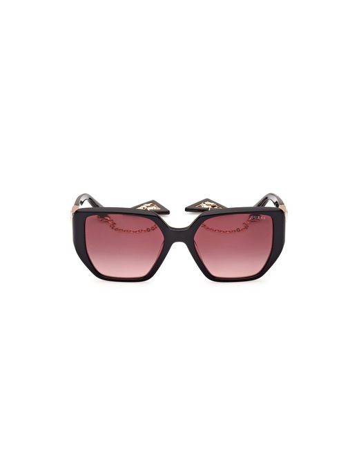 Guess Black Gu7892 01T Sunglasses Acetate Bordeaux Geometric Normal Shaded