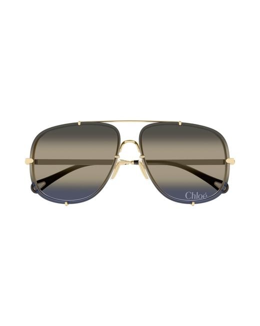 Chloé Black Ch0348S 005 Sunglasses Metal Pilot Nuanced
