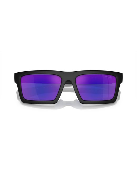 Prada Linea Rossa Black Ps 02Zsu 1Bo05U Sunglasses Injected Squared Normal Mirror for men