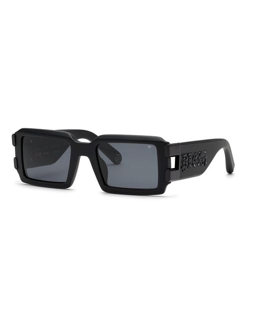 Philipp Plein Black Spp129V Plein Eagle 703 Sunglasses Acetate Smoke Squared Normal for men