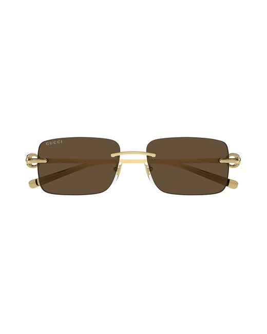 Gucci Black Gg1703S 004 Sunglasses Metal Squared for men