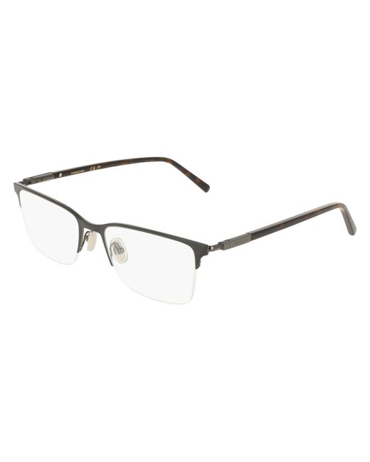Ferragamo Black Sf2238 084 Optical Frames Metal Squared Normal for men
