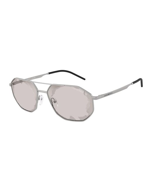 Emporio Armani Black Ea2147 30157F Sunglasses Metal Smoke Geometric Normal Mirror for men