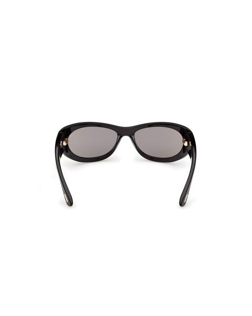 Tom Ford Black Ft1365 Leona-02 01A Sunglasses Injected Smoke Cat Eye Normal