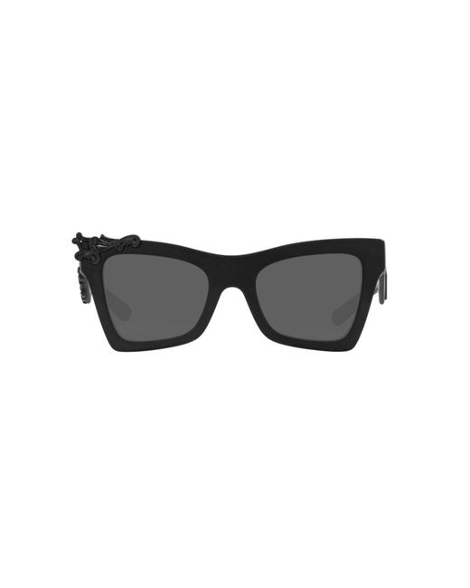 Dolce & Gabbana Black Dg4434 25256G Sunglasses Acetate Cat Eye Normal Mirror