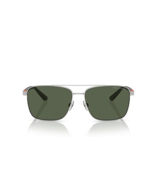 Polo Ralph Lauren Green Ph3137 90019A Sunglasses Metal Squared Polarized for men