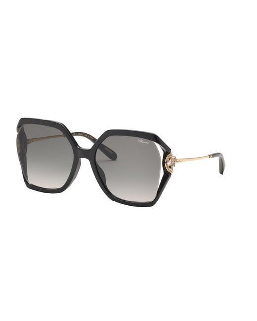 Chopard Black Sch407S 0Z42 Sunglasses Injected Smoke Geometric Anti-Glare Nuanced