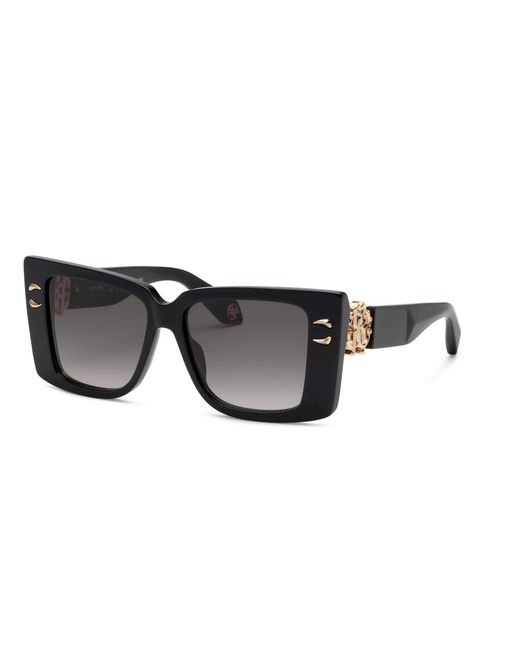 Roberto Cavalli Black Src056M 700 Sunglasses Acetate Smoke Squared Normal Shaded
