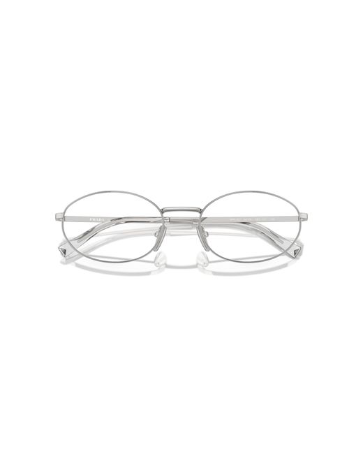 Prada Black Pr A57V 1Bc1O1 Optical Frames Metal Transparent Round Normal