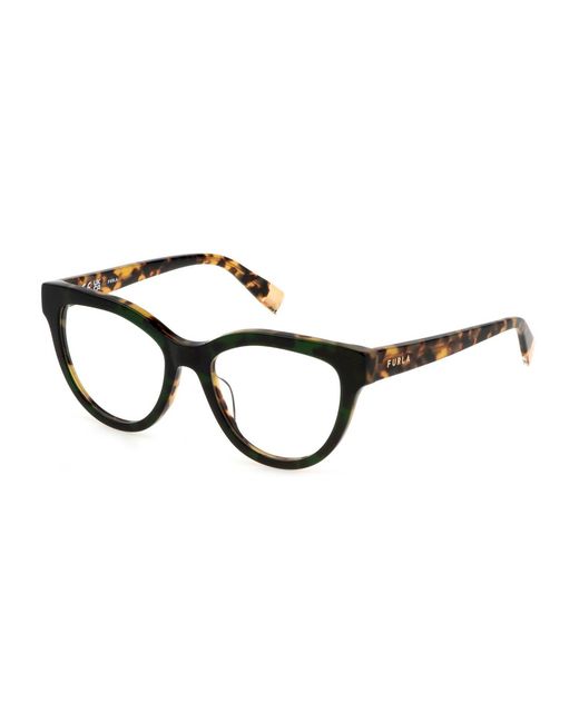 Furla Black Vfu679 0Xat Optical Frames Acetate Cat Eye