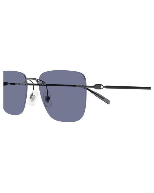 Montblanc Black Mb0470S 004 Sunglasses Metal Squared for men