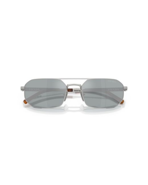Prada Black Pr D53S 1Bc40X Sunglasses Metal Geometric Mirror for men