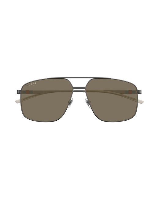 Gucci Black Gg1676S Ruthenium Metal Aviator Sunglasses for men