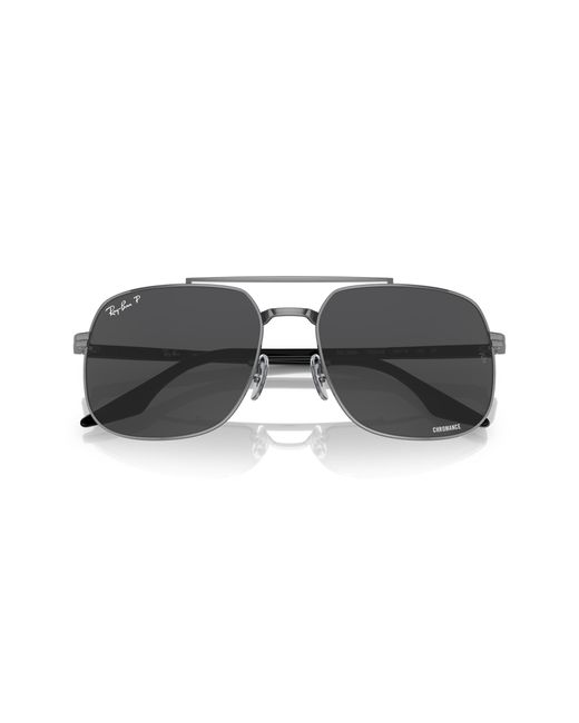 Ray-Ban Black Polarized Dark Grey Square Sunglasses