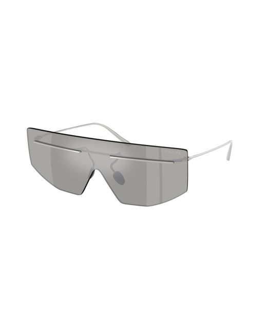 Prada Black Pr B55S 1Bc60N Sunglasses Metal Geometric Mirrored for men