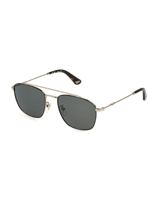 Police Black Spl996E Origins Lite 2 588P Sunglasses Metal Squared Polarized Shaded for men