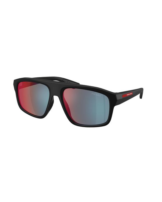 Prada Linea Rossa Black Ps B02S 1Bo08F Sunglasses Injected Geometric Mirror for men
