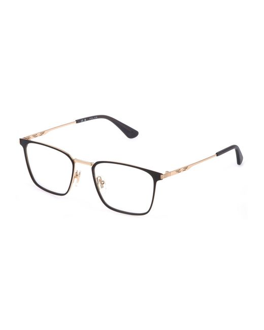 Police Black Vplq70 Code 7 302 Optical Frames Metal Squared for men