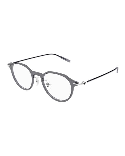 Montblanc Black Mb0355O 003 Optical Frames Injected Transparent Round for men